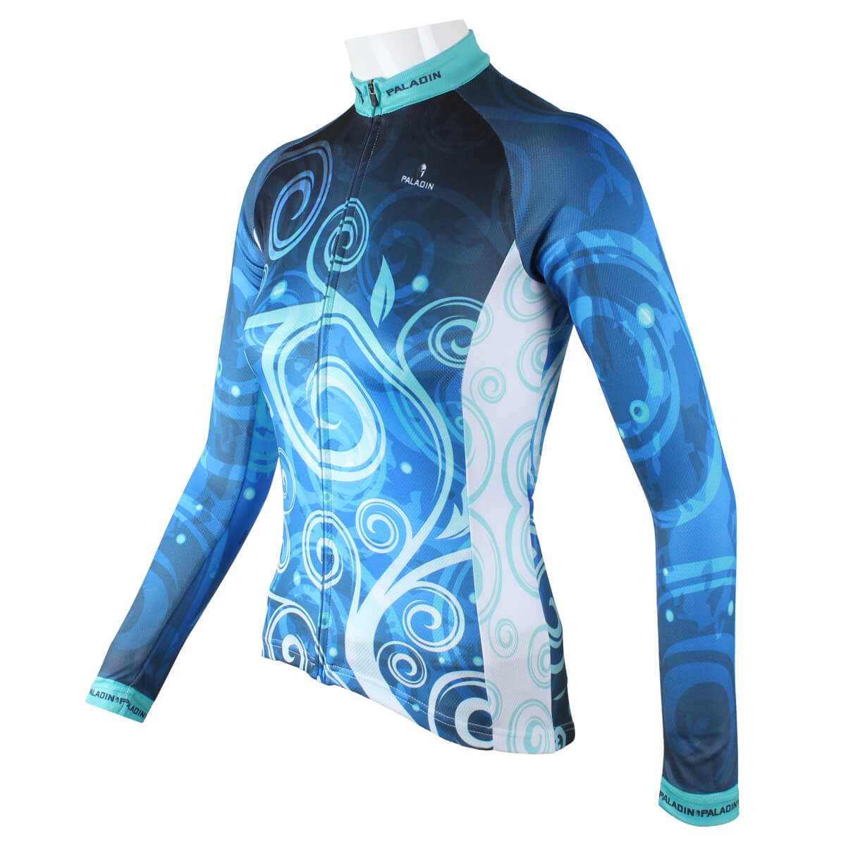 Classic Flower Women Blue Long Sleeve Cycling Jerseys Chogory