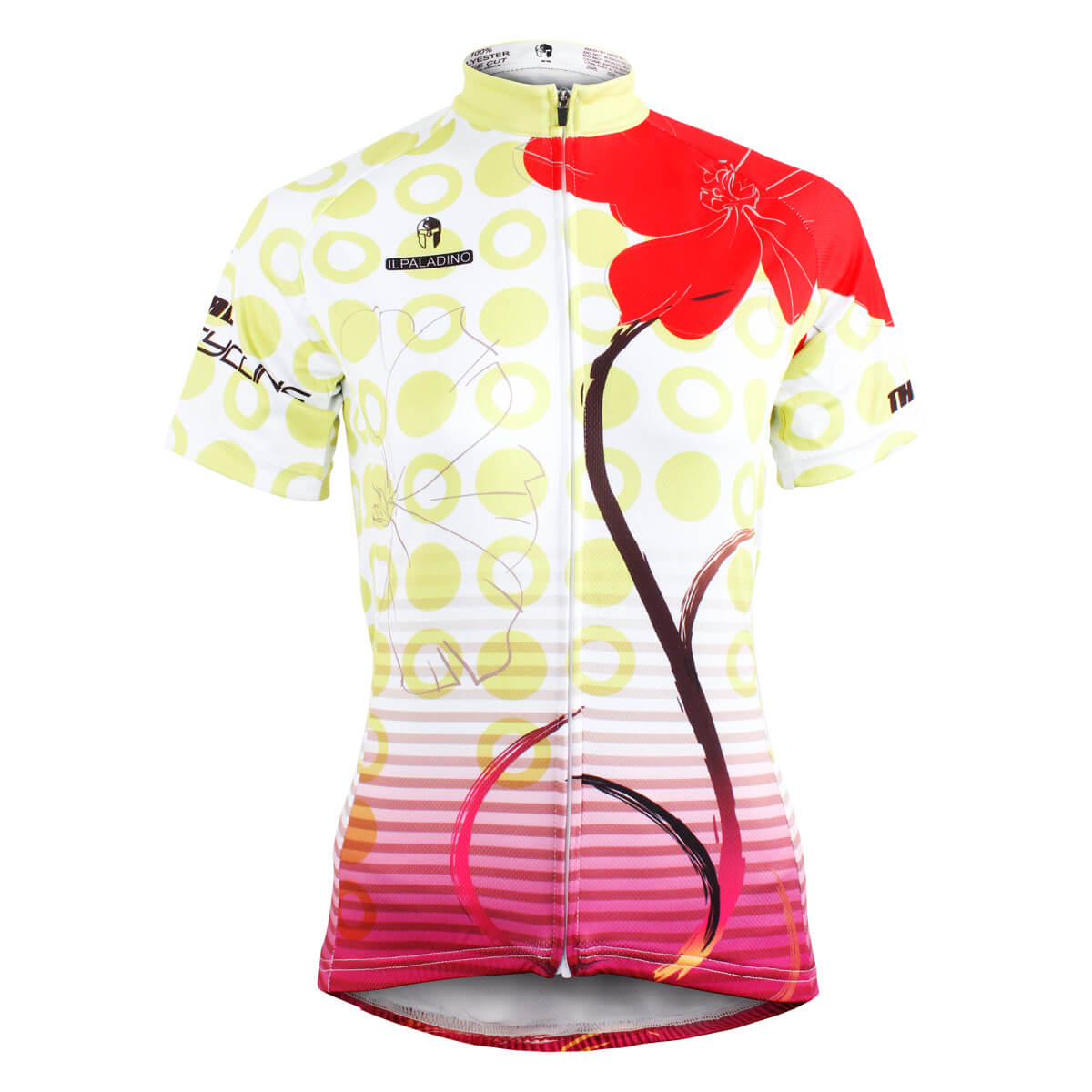 Red Flower Design Women Short Sleeve Cycling Jerseys | Chogory