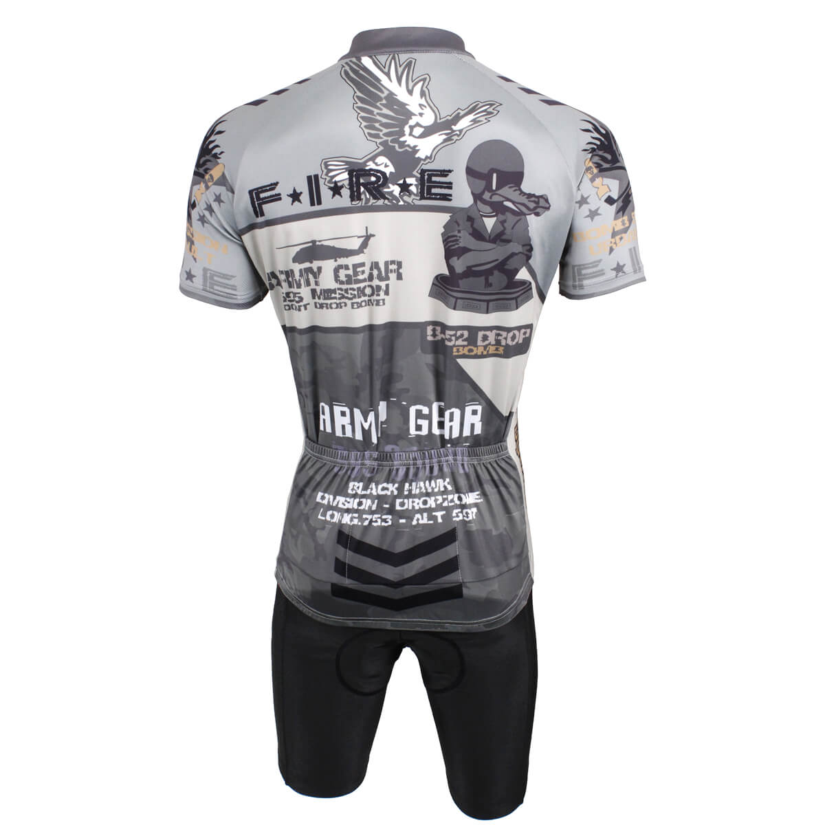 US Army Gray Cycling Suits With Padded Bike Shorts For Men | Chogory