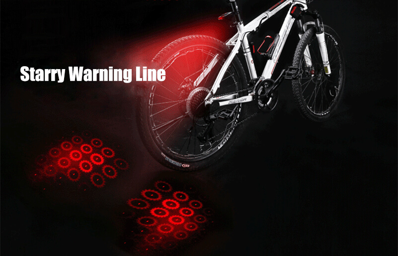 Laser Bike Tail light IPX4 Waterproof Rechargable Warning Bicycle Light