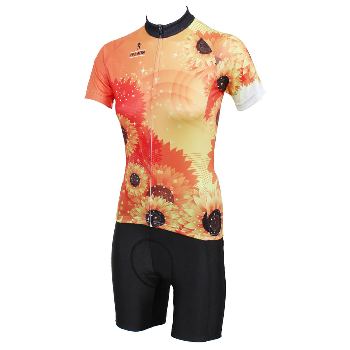 Personalised Yellow sunflower cycling jerseys short sleeve bike suits for ladies