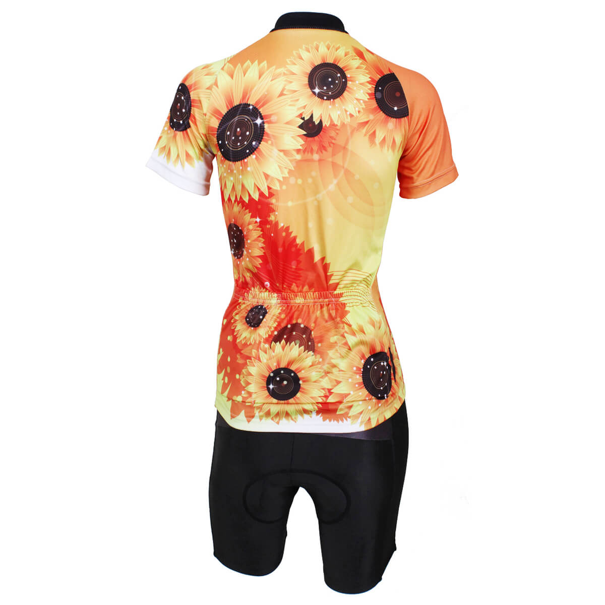 Personalised Yellow sunflower cycling jerseys short sleeve bike suits for ladies