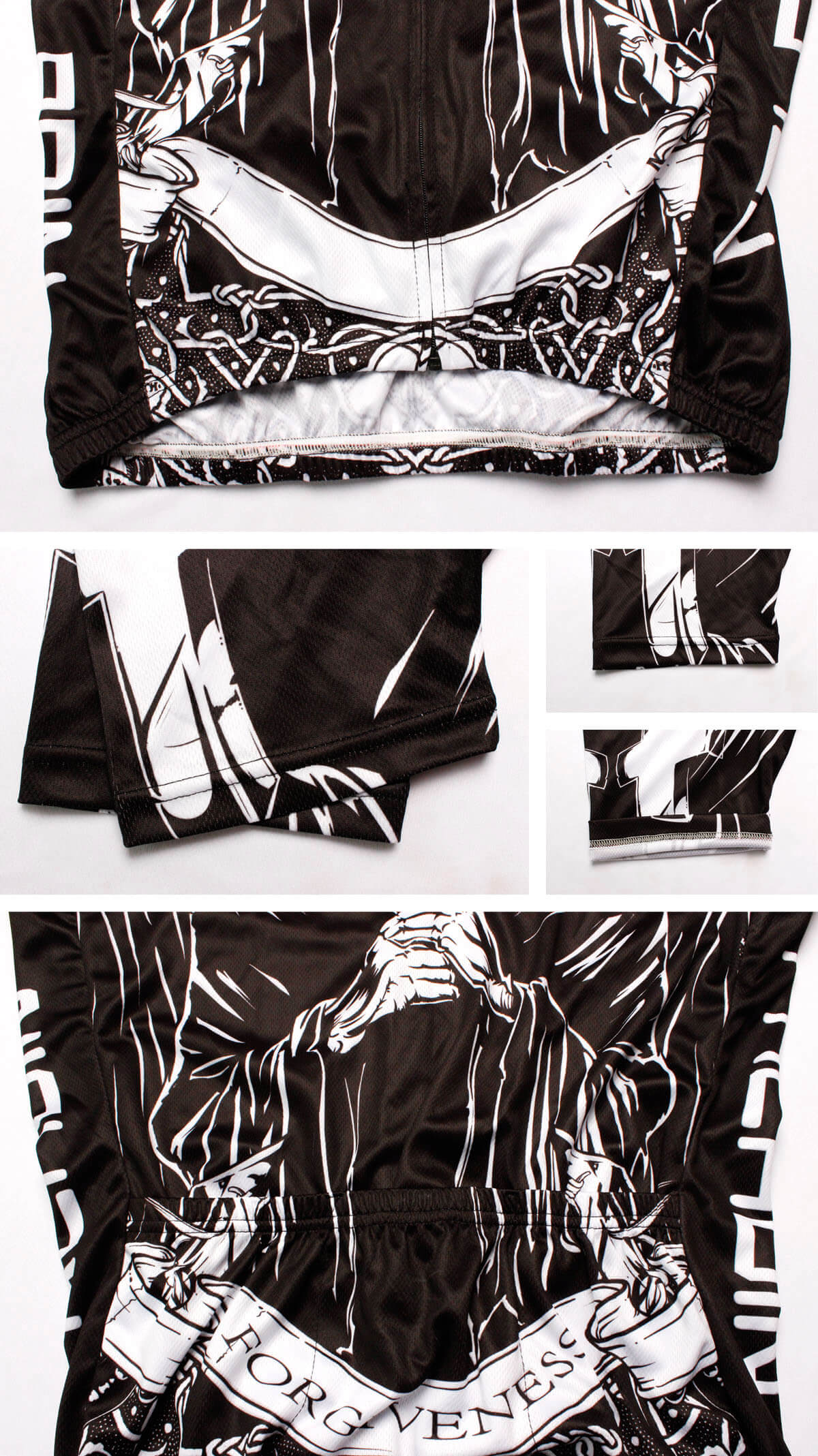 Pray printed jersey Unique cool mens black cycling jerseys