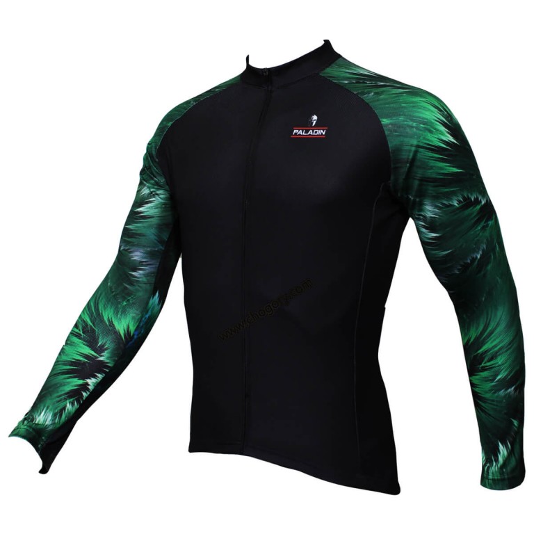 Green Wood Style Sleeves Black Mens Bicycle Jerseys | Chogory