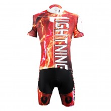 Red Thunder Lighting Cycling Suits For Men With Jersey and Bib Padded Shorts