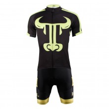 Bull Desigh Black Cycling Suits For Men's With Jersey and Bib Padded Shorts
