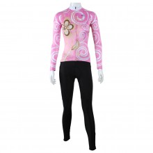 Flower Printed Pink Bike Jerseys Long Sleeve Bike Suits For Girls