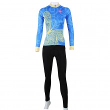 Blue Long Sleeve Bike Suits Women Butterfly Cycling Jerseys