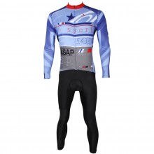 Sports ASAP Mens Blue Cycling Suits with Long Sleeve Padded Shorts