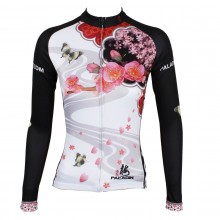 Women Peach Blossom Design Cycling Jersey 100% Polyester