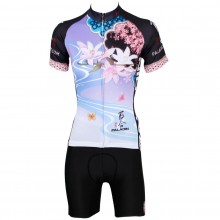 Beauty Lily Flower Cycling Suits with Jersey and Padded Bike Shorts