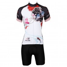 Unique Magnolia Flower Design Cycling Suits With Jersey and Shorts