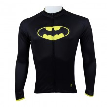 Superhero Batman Logo Cycling Jerseys Black Long Sleeve Bike Jersey For Men