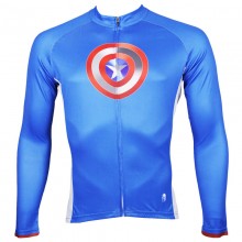 Long Sleeve Captain America Mens Cycling Jerseys