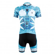 Short Sleeve Robtic Cycling Suits For Men's With Jersey and Bib Padded Shorts