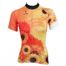 Yellow sunflower printed cycling jerseys for womens