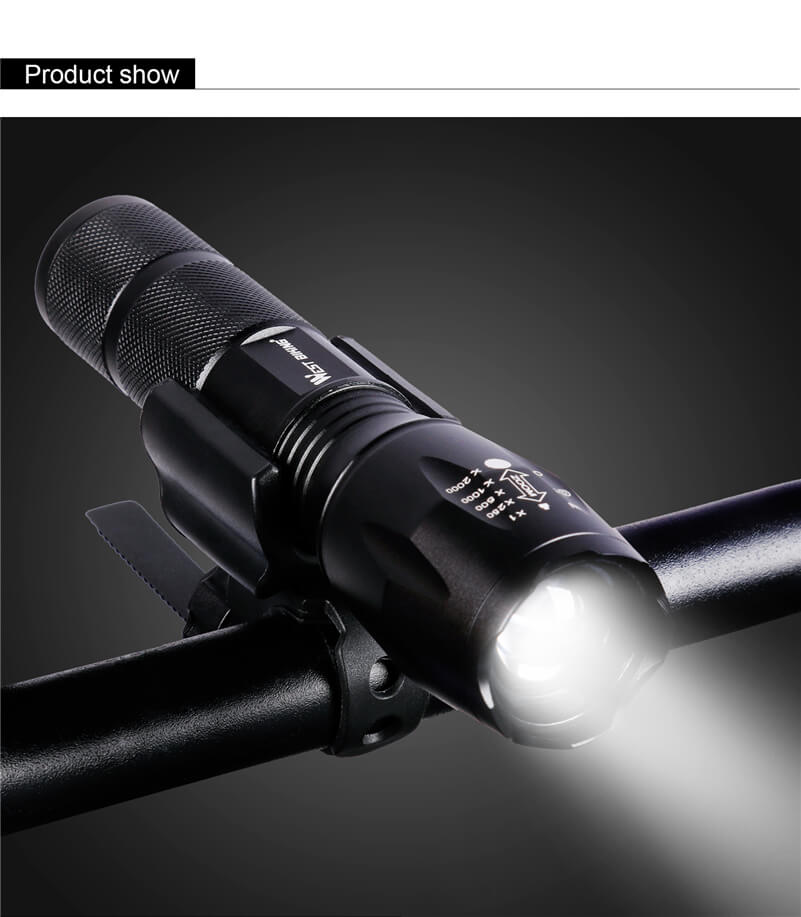 USB Rechargeable Zoom Bicycle Front Led Flashlight